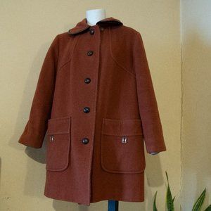 1970s Wool Coat Dark Orange Size 10